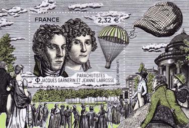 12. FRANKREICH - Block „Erster Fallschirmabsprung von einem Ballon“, Mi.-Nr. BL 591(8461)